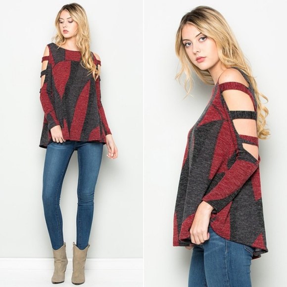 Open Long Sleeve Ladder Cut Out Tunic Top - Picture 2 of 6